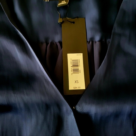 NWT Banana Republic Midnight Blue Satin Tie/Sash Blouse XS - Picture 5 of 5